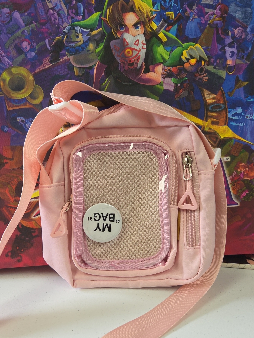 Pink Crossbody Shoulder Bag - My Bag Accent PIN DISPLAY BAG